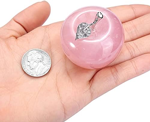 Jovivi Amethyst Rose Quartz Crystal Apple Paperweight Fruit Collectible Decorative Stone Good Luck Ornament Art Figurines Gift for Home Centerpiece Desktop Office Decor