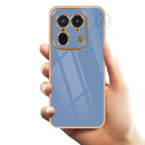 Image of AESTMO Back Case Cover for Moto Edge 50 Ultra 5G Back Cover | Gold Electroplating Chrome | Raised Edges | Super Soft-Touch | Bumper Back Case for Moto Edge 50 Ultra 5G (Gold & Blue)