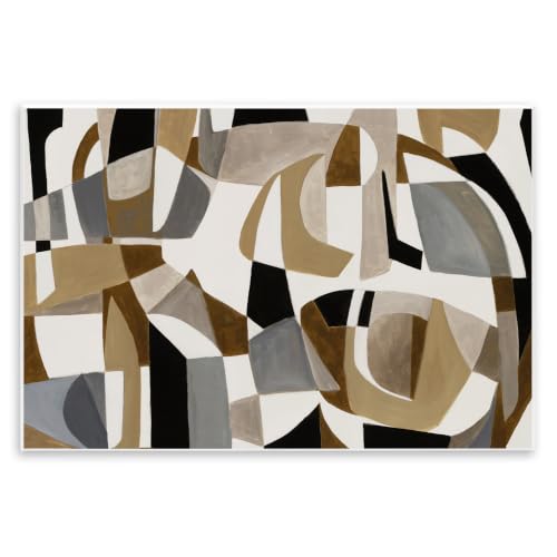 Brown Geometric Shapes Abstract, 13 x 19 Inch Mounted Print on Wall Plaque