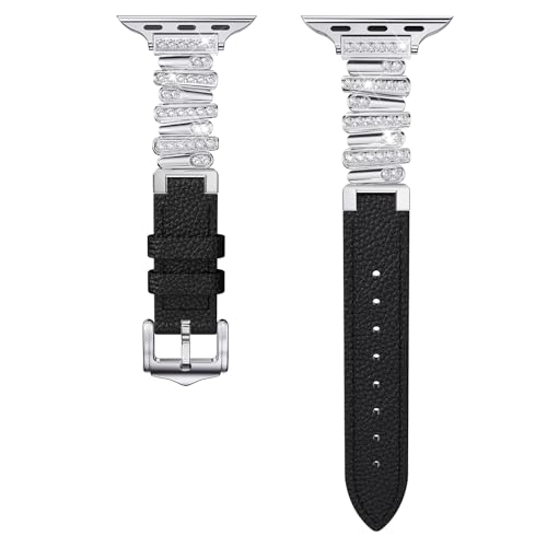 Apple Watch�o���h�Ή����U�[�X�g���b�v ���؂ŃX�����ȃt�@�b�V�����X�g���b�v �v���~�A���X�e�����X�X�`�[���R�l�N�^�[ �����p iWatch�V���[�Y11/10/9/8/7/6/5/4/SE(46/45/44/42mm �u���b�N�V���o�[)