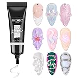 MIZHSE 3D Gel Nail Art, Sculpting Gel Glue 15g for Molding, Drawing, Charms & Gems, Chrome Powder, Rhinestone Design, Clear No Wipe Nail Polish for DIY Winter Christmas Nail Art, Lamp Curing Needed