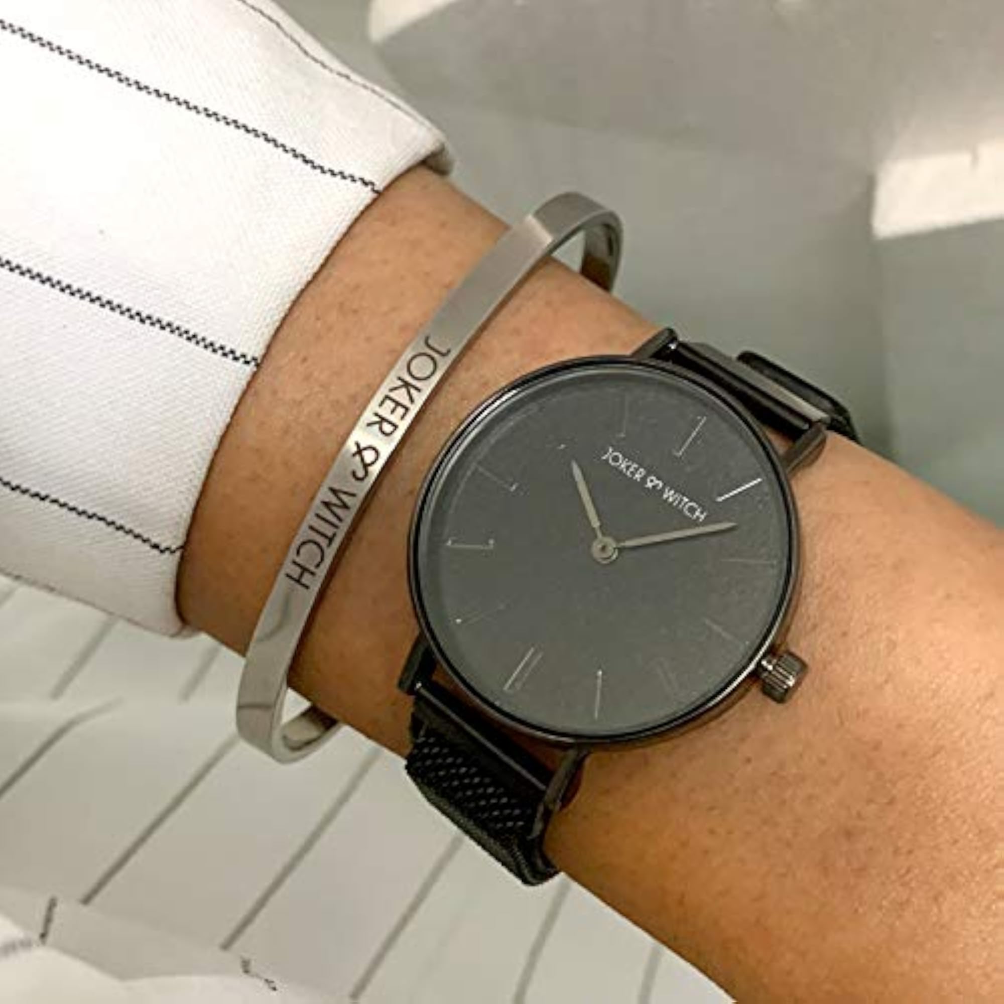 Stainless Steel Black Dial Knight Analog Watch