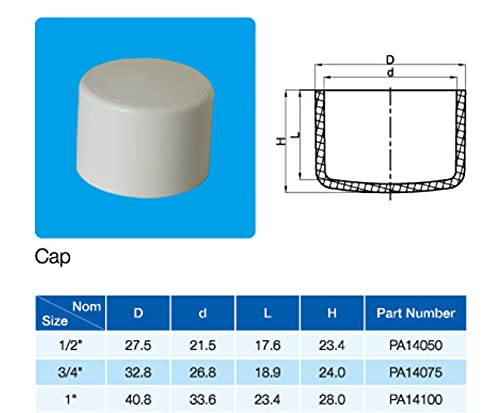 Rainbow Dream 1 Inch Pvc Pipe End Cap Plug Adapter Pipe Fittings - 10 Pack, White #TOP5
