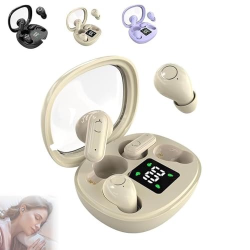 Auriculares Bluetooth Ultra Mini 2026 (Paquete de 2), 2 Pares de Auriculares intrauditivos, Ideales for Dormir de Lado y for Hacer Deporte, Resistentes al Agua y con micrófono.(Beige)