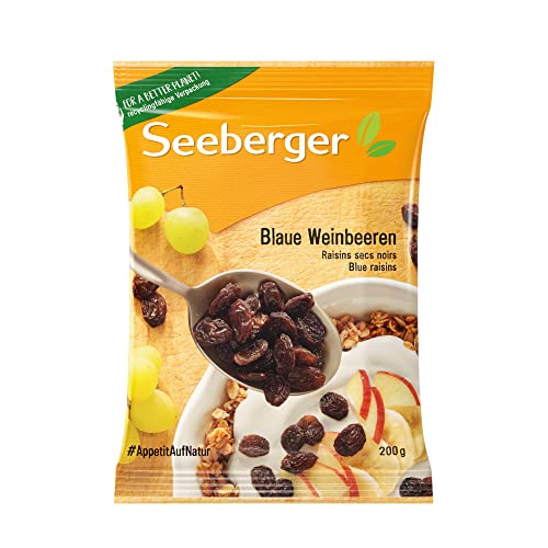 Seeberger Blaue Weinbeeren 13er Pack: Saftig-süße Rosinen der Traube Thompson Seedless - zum Backen, Kochen und Snacken - sonnengetrocknet - ungeschwefelt, vegan (13 x 200 g)