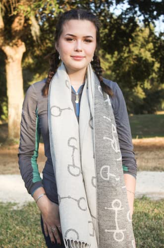 Snaffle Bit Themed Scarf, Pashmina Scarf, Beige Snaffle Scarf, Black Snaffle Scarf, Cold Weather Scarves ("Lila" Black Snaffle Bit) #TOP3