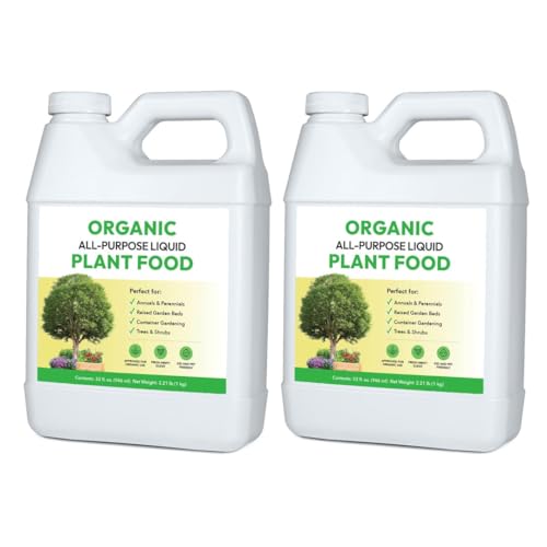 Image of Organic All-Purpose Liquid Plant Food - Use on All Outdoor Plants: Flower Beds, Vegetable Gardens, Container Gardening | Concentrated Liquid Fertilizer Alternative (32oz, 2 Pack, Mixes to 64 Gallons)