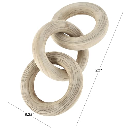 Escultura decorativa de madera Deco 79 cadena 3 eslabones crema 20 pulgadas miniatura 6