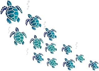 12 Pieces Sea Turtle Wall Decals Turtle Vinyl Stickers Underwater Ocean Decals Waterproof Wall Sticker Decoration Wall Ornaments Tile Stickers for Home Office Living Room Wall Bathroom Toilet Door