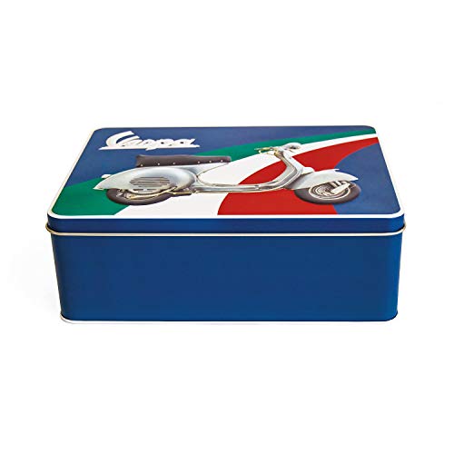 Vespa Boîte en tôle bleue avec inscription originale