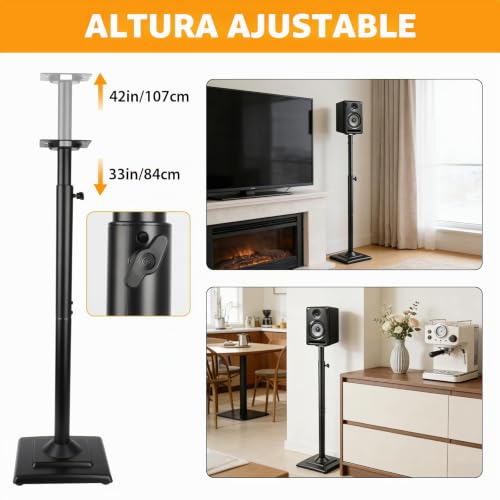 Soporte altavoces regulable en acero negro de 106 cm par 4
