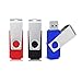 Produktbild USB-Stick 32GB, TOPESEL Speicherstick USB 3.0 Flash Drive Memory Sticks Flash-Laufwerk Thumb Drive Pen Drive, 360° Drehbar Design, 3 Stück Mehrfarbig Schwarz, Blau, Rot