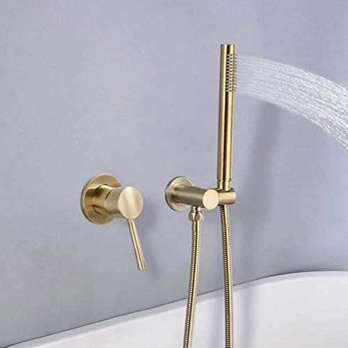 Ensemble de douche de luxe mural avec mitigeur de baignoire or brossé