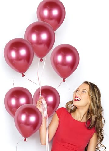 Image of Red Chrome Balloons, 50pcs 12inch Red Chrome Metallic Balloons for Birthday Decorations, Anniversary, Engagement, Wedding Decorations, Baby Shower, Festival Party Decorations (50 Pcs, Red Ch)