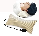 CTHOPER Inflatable Pillow Cushions, Height Adjustable Neck Cervical Head Support, Soft Portable Pillow with Pump for Car, Home, Office, Travel, Camping, Pillow Case Removable (Brown)