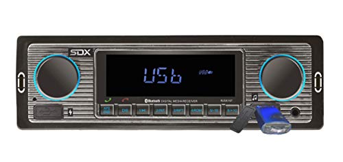 SDX Audio Bluetooth Radio Receiver, MP3 Player with USB Charger, MP3/USB, Aux-in, Built-in Microphone Hands-free, Multi Color Illumination Digital LCD Display Panel, Car Stereo Receiver with Bluetooth