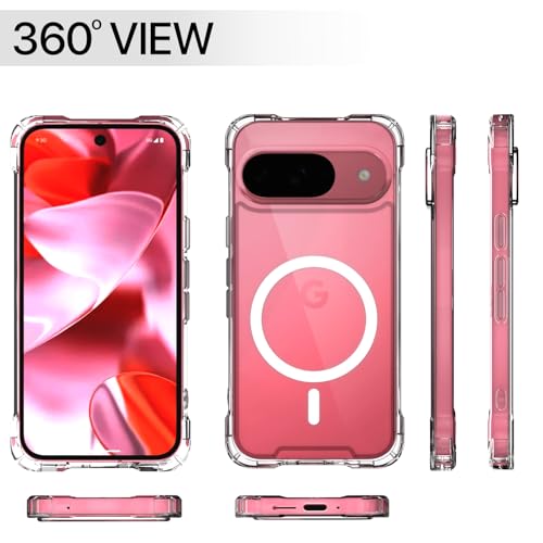 Image of Amazon Basics Back Cover for Google Pixel 9 5G / Pixel 10 /10 Pro 5G Mag-Safe Shockproof PC + TPU Protective Case Magnetic Support Bumper Case (Transparent Mag-Safe)