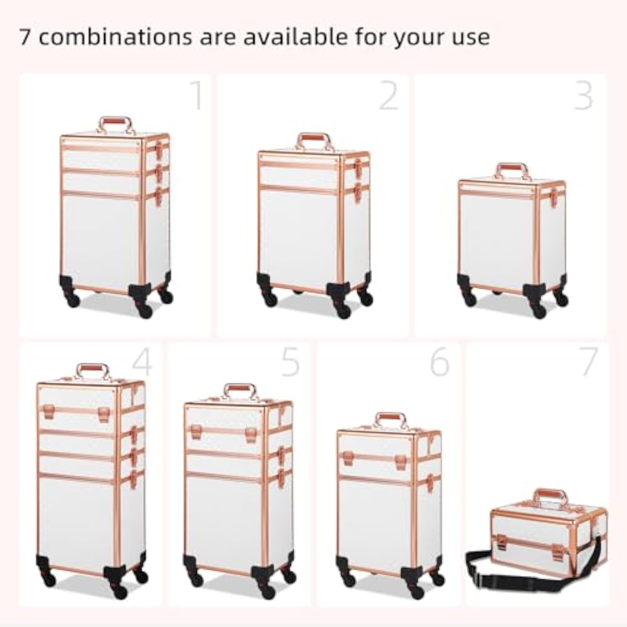 Rolling Makeup Case with Lid, 5 in 1 Cosmetology Organizer