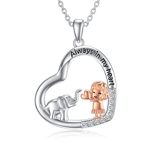 TOUPOP Elephant Gifts for Girls Sterling Silver Heart Elephant Pendant Necklace Birthday Christlas Jewelry Gifts for Women Girls