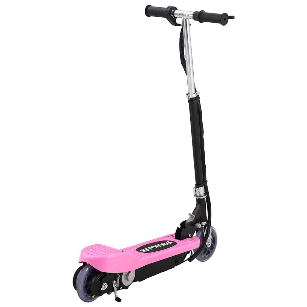 Trottinette électrique 120 W rose pour enfant avec cadre en aluminium pliable, guidon réglable, pneus de 13,75 cm, frein arrière, vitesse de 12 km/h pour les loisirs, la route scolaire, le