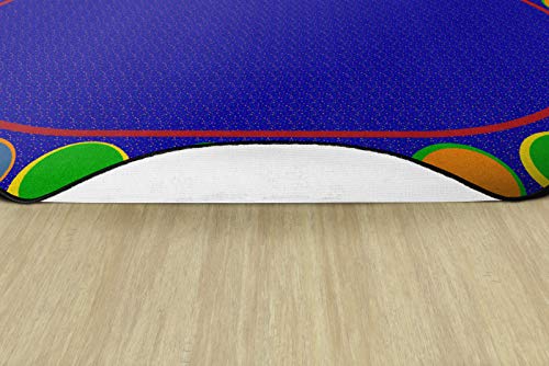 Flagship Carpets Sitting Spots Seating Area Rug for Children\'s Classroom or Kids Playroom, Seats 24, 7\'6\"x12\', Oval, Blue - Thumbnail 3