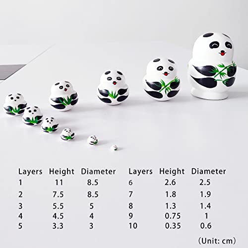 10 Schichten Russische Matroschka-Puppen, Holz Tier Nesting Dolls, Schön Matroschka-Puppen, Für Partys, Festivals, Wohnzimmer, Schlafzimmerdekorationen（Panda）