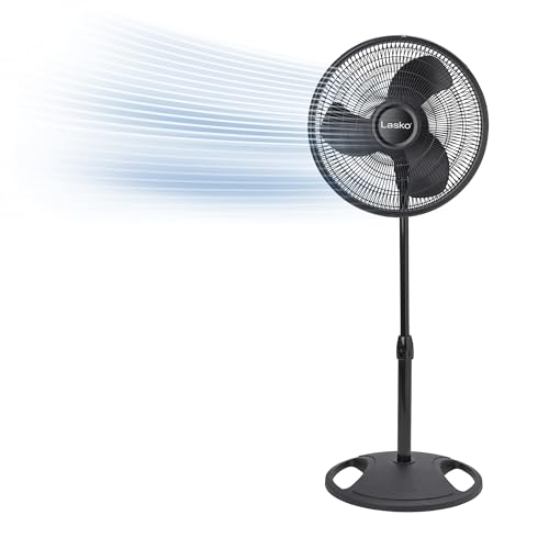 Lasko 2521 16 Inch 3-Speed Quiet Adjustable Tilting Wide-Area Oscillating Standing Pedestal Fan for...