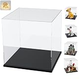 Thickened Clear Acrylic Display Case for LEGO 43269 101 Dalmatians Puppy for 43247 Young Simba Lion King for 76466 Sorcerer's Stone for 31167 77073 11203, Transparent Box Black Inside 11.8x11.8x11.8in
