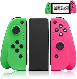 Smafox Wireless Controller Compatible with Nintendo Switch/Lite/OLED, Replacement Joystick for Switch with Motion Control/Dual Vibration/Wake-up Function-Pink & Green