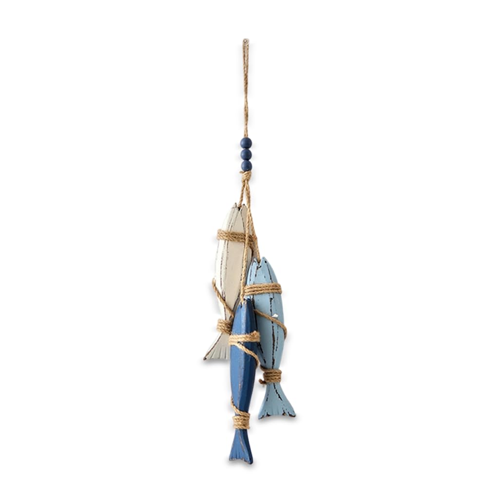 OmniVeyi Wooden Starfish & Fish Hanging Wall Decor Coastal Nautical, Fish