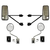 Door Mirror Power Heated Black with Arm and 8" Hood Mirror - Driver and Passenger Side (Fit: Kenwort