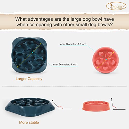 Jasgood Large Slow Feeder Dog Bowl Slow Eating Bowl Slow Feeding Non-Slip Puzzle Bowl Dog Feeder Bowl Anti-Choking Dog Bowl, B-Blue, Large #TOP4