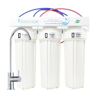 Anchor 3-Stage Under Counter Water Filtration System with Dual Carbon Blocks and Designer Faucet
