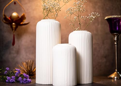 Image of KREATIVE Arts White Ceramic Vase for Home Decor, Living Room, Dining Table | Ceramic