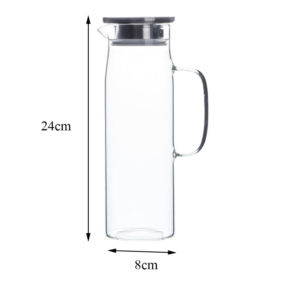 Sharplace Jarra de Agua para Servir Bebidas Frías Y Calientes con Tapa Filtro Material Vidrio Borosilicato Uso en Hogar Oficina Conferencias Fiestas Familiares, 24x8cm B