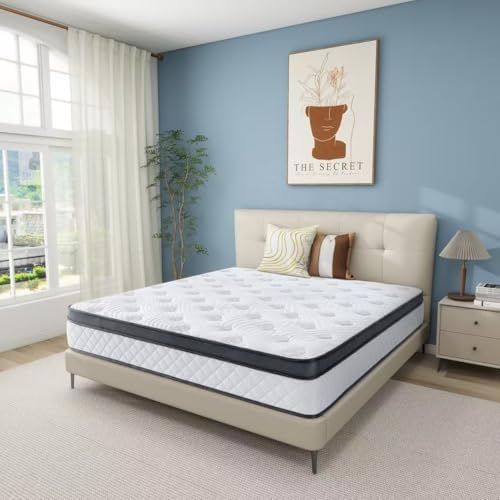 Bednew Double Mattresses 34cm, 13.4 Inch Innerspring Hybrid Mattress Double 4FT6 with Breathable Foam and Pocket Spring For Cool Comfort Sleep, Medium Firm Mattress(135x190x34cm) main image 1