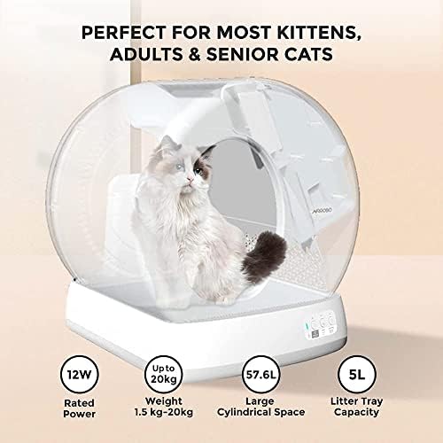 Self-Cleaning Cat Litter Tray, Extra Large Automatic Cat Litter Box,Integrated Camera, Wifi App Control, Safety Protection, Odour Isolation, with Mat & Liner For Multiple Cats
