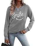 Gyabnw Sweatshirt Damen ohne Kapuze Rundhalsausschnitt Pullover leicht und atmungsaktiv perfekt für Frühling Herbst