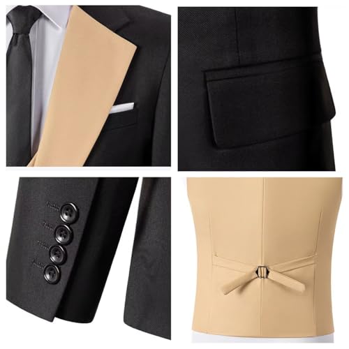 Mens Slim Fit 3 Piece Suit Wedding Tuxedo Prom Blazer Vest Pants Set Wedding4