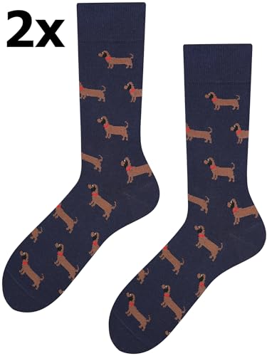 TODO 2Paar Lustige Socken Dackel Motiv, Dackel Socken Herren 42-44