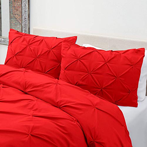 Pinch Pleated Standard Pillow Shams Set Of 2 Red 600 Thread Count Super Soft Red Pinch Pillow Shams Standard 20" X 26" Size 100% Egyptian Cotton Decorative Pinch Pleated Bed Pillow Covers Set #TOP3