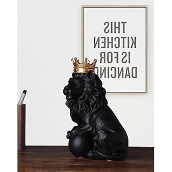王冠 ブラック ライオン オブジェ 彫刻 動物 置物 北欧 インテリア雑貨 黒 Amazon.co.jp: 王冠 ブラック ライオン オブジェ 彫刻 動物 置物