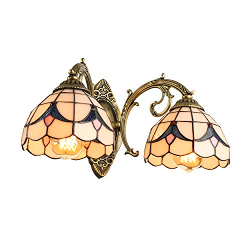 Baycheer Hl404198 Tiffany Wall Sconce Lamp Stained Glass Wall Sconces Lighting For Bedroom Hallway Stairway Balcony Cloakroom 2 Lights #TOP7
