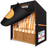 Rimwig Strandkorb Schutzhülle Mit WinddichteSchnalle,135x105x175/140cm Strandkorbhülle Winterfest,600D Oxford Strandkorbabdeckung für 2 Sitzer Strandkörbe,Strandkorb Abdeckplane Wasserdicht