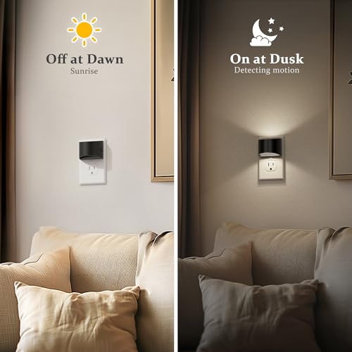 Image of JandCase Night Light, Automatic Night Lights Plug into Wall,2 Pack Dusk to Dawn Sensor Nightlight, 5000K Brightness Adjustable Nightlight for Kids Bedroom Hallway Kitchen Decor