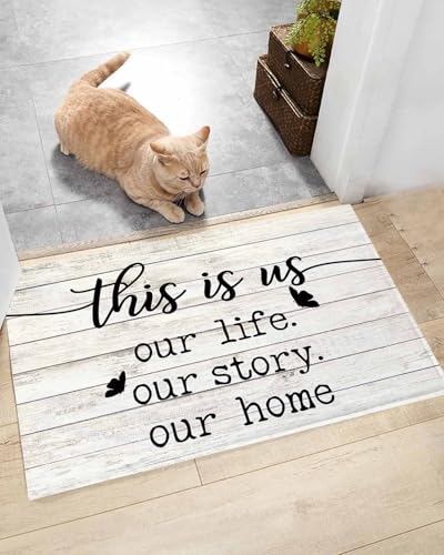 Soft Shag Doormat Spring Farm Animals with Quotes,Non Slip Bath