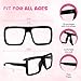 4E's Novelty Black Oversized Thick Glasses Clear Lens Non Prescription Square Frame, Fake Huge Fashion Eyeglasses for Vector Velma Costume Adults Women & Men, Halloween Nerd Costume Accessories