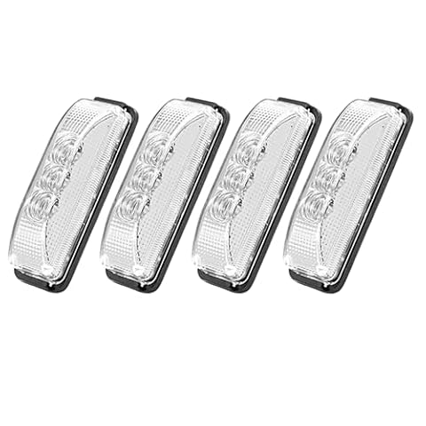 Krtopo 4 x boczne światła obrysowe 12/24 V, światła ograniczające do przyczep kempingowych, wodoszczelne, 103 mm, uniwersalne, 3 lampy do samochodów ciężarowych, busów, przyczep kempingowych (białe)