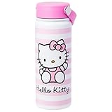 Silver Buffalo Sanrio Hello Kitty Waving Stainless Steel Water Bottle with Swivel Handle, 20 Ounces