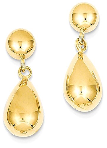 14K Yellow Gold Teardrop Post Dangle Earrings Drop Fine Jewelry For Women Gifts For Her #TOP7